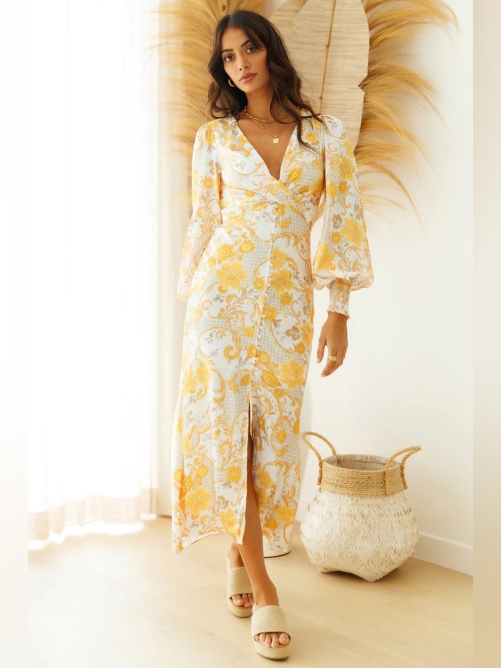 PETAL & PUP SATIN FLORAL MAXI DRESS